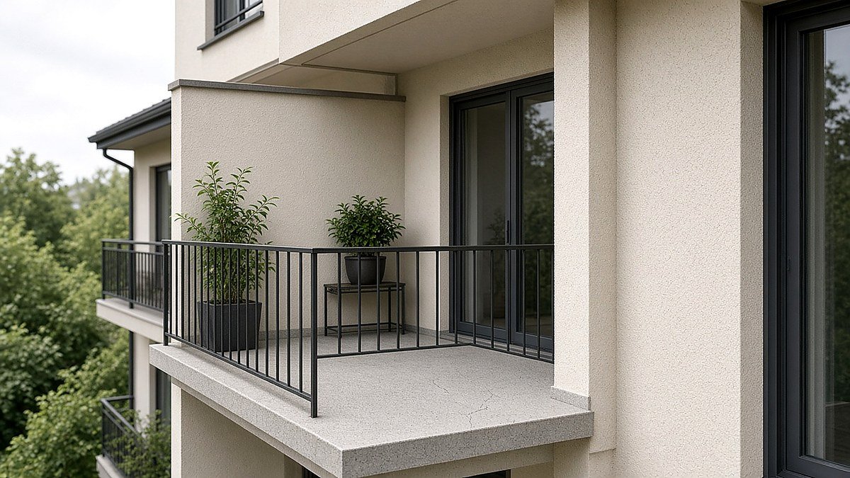 Quiet balcony before an on-site visit